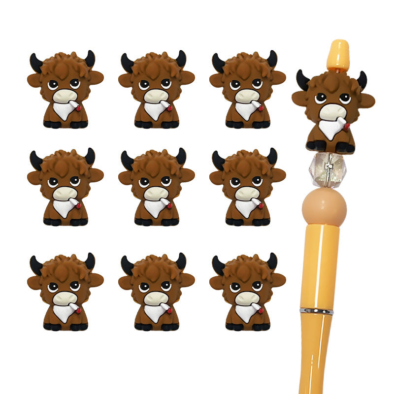 Silicone 3D Focal Beads Highland Cattle Front Facing 2
