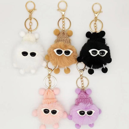 Small Monster Pom Pom Doll Keychain Plush Charm Accessory