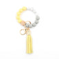 Silicone Bead Wristlet Keychain with Wooden Hexagon Bead Tassel 11