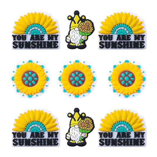 20Pcs Silicone Focal Beads Daisy Turquoise Sunflower Holding Flower