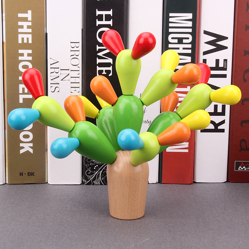 Wooden Building Blocks Montessori Toys Educational Cactus Shape 3
