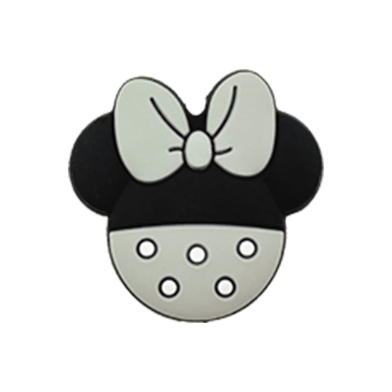 20pcs Silicone Focal Beads Round Ear Mouse Character with Bow 6