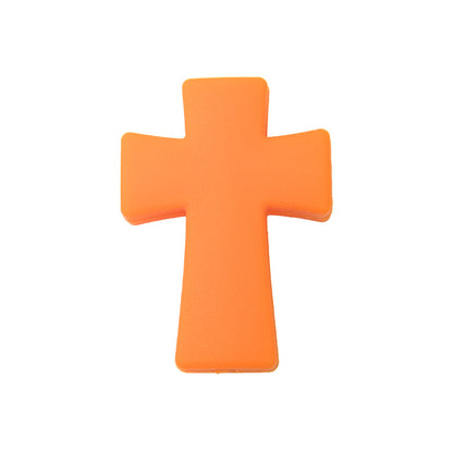 20pcs Silicone Focal Beads Printed Cross With Varied Color Patterns 13