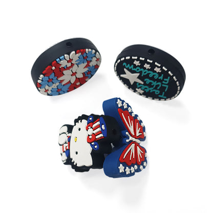 20Pcs Silicone Focal Beads Independence Day Eagle and Star Designs 4