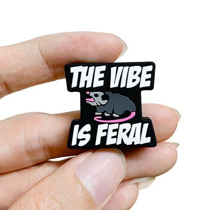 20Pcs Silicone Focal Beads Rat with The Vibe Is Feral Text 5
