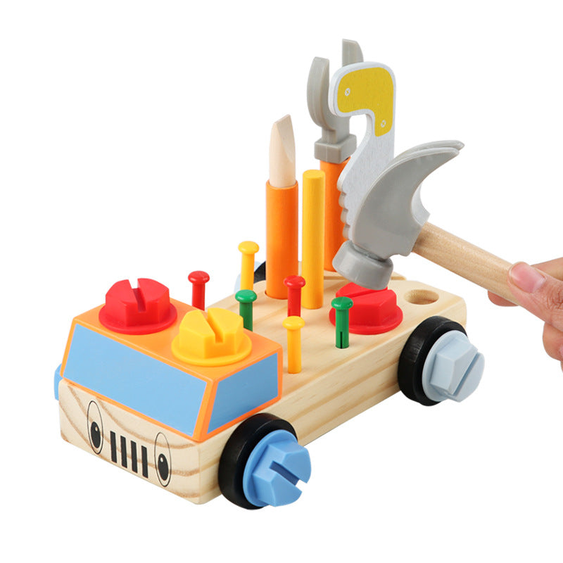 Wooden Nut Tool Cart Montessori Toys for Toddlers 19.5cm 4