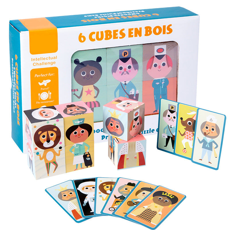 Wooden Character Puzzle Blocks Montessori Toys for Kids