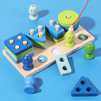 Wooden Magnetic Fishing Building Blocks Montessori Toys 3