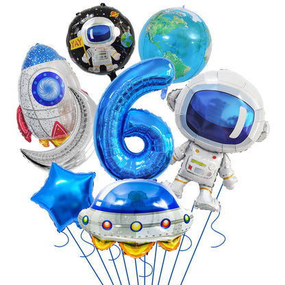 Space Theme Astronaut Rocket Spaceship Foil Balloon Set 9