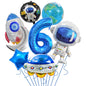 Space Theme Astronaut Rocket Spaceship Foil Balloon Set 9