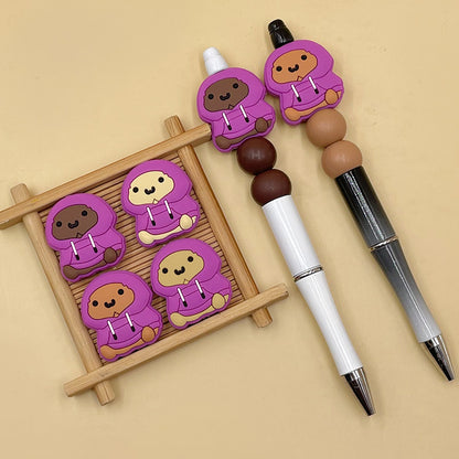 20pcs Silicone Focal Beads Cartoon Animal Hoodie Chicken Front Facing