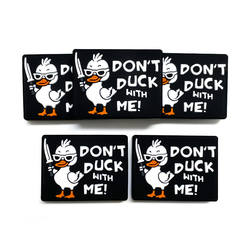 20pcs Silicone Focal Beads Handsome Duck Front Facing with Sword 4