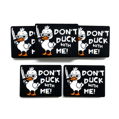 20pcs Silicone Focal Beads Handsome Duck Front Facing with Sword 4