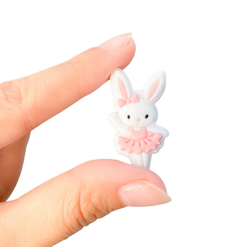 20pcs Silicone Focal Beads Bunny Wearing Dress and Bow 2