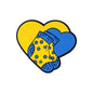 Silicone Focal Beads Heart Shaped Blue Butterfly Ribbon Design 6