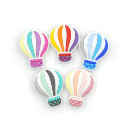 20pcs Silicone Focal Beads Hot Air Balloon Striped Design 2