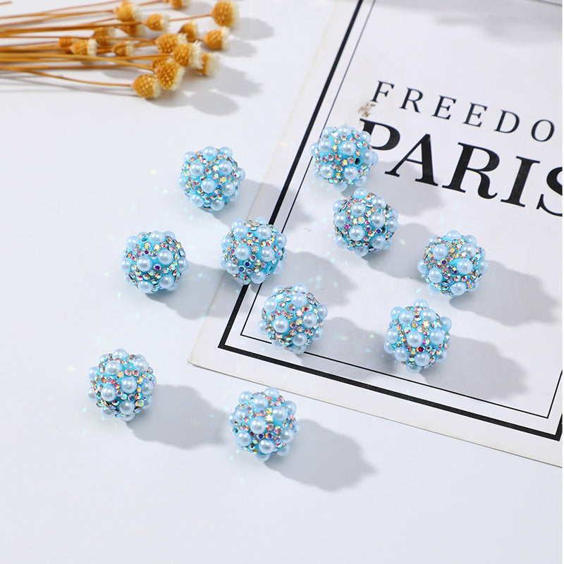 20pcs 16mm Pearl Rhinestone Clay Beads DIY Jewelry Making 2