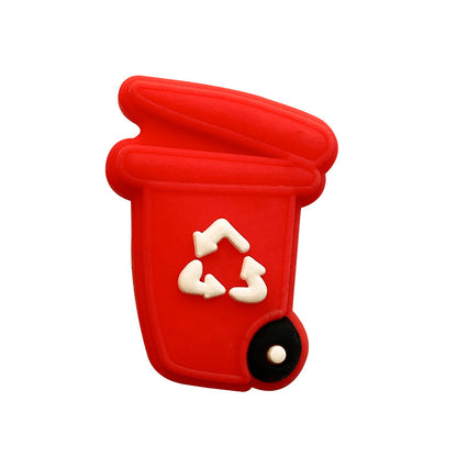 20pcs Silicone Focal Beads Garbage Bin with Lid Raised Recycling Symbol 6
