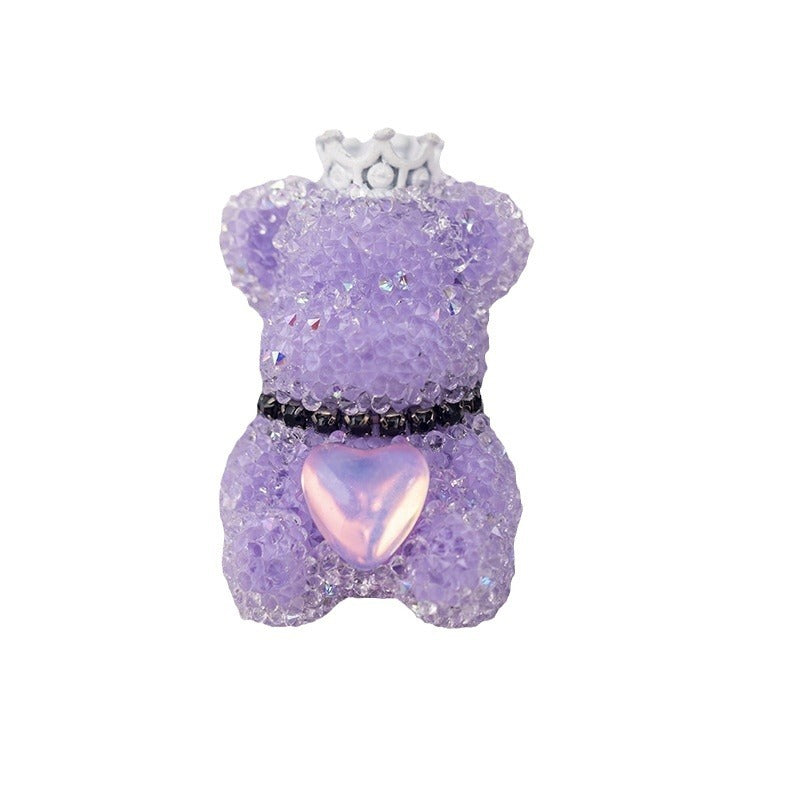 10pcs Sugar Crown Bear Rhinestone Focal Beads Large and Small 5