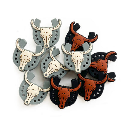 20pcs Silicone Focal Beads Ox Skull with Horns and Horseshoe Base 3
