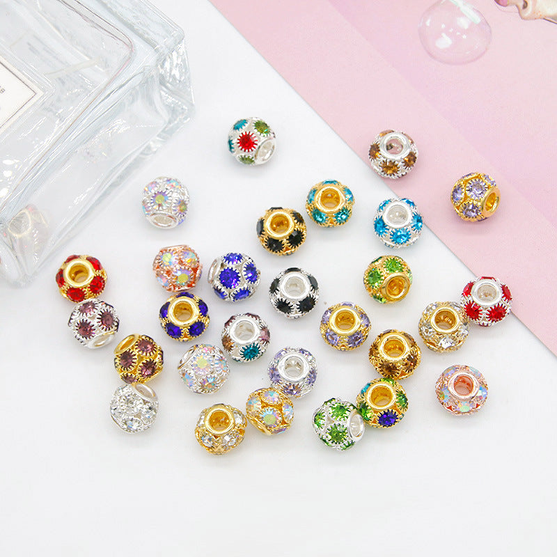 50pcs 8mm Metal Hollow Rhinestone Spacer Beads Silver and Gold 3