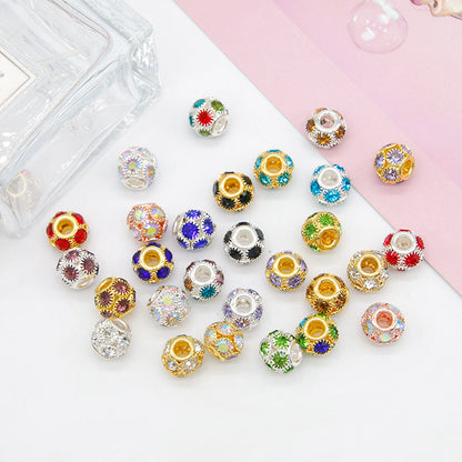 50pcs 8mm Metal Hollow Rhinestone Spacer Beads Silver and Gold 3