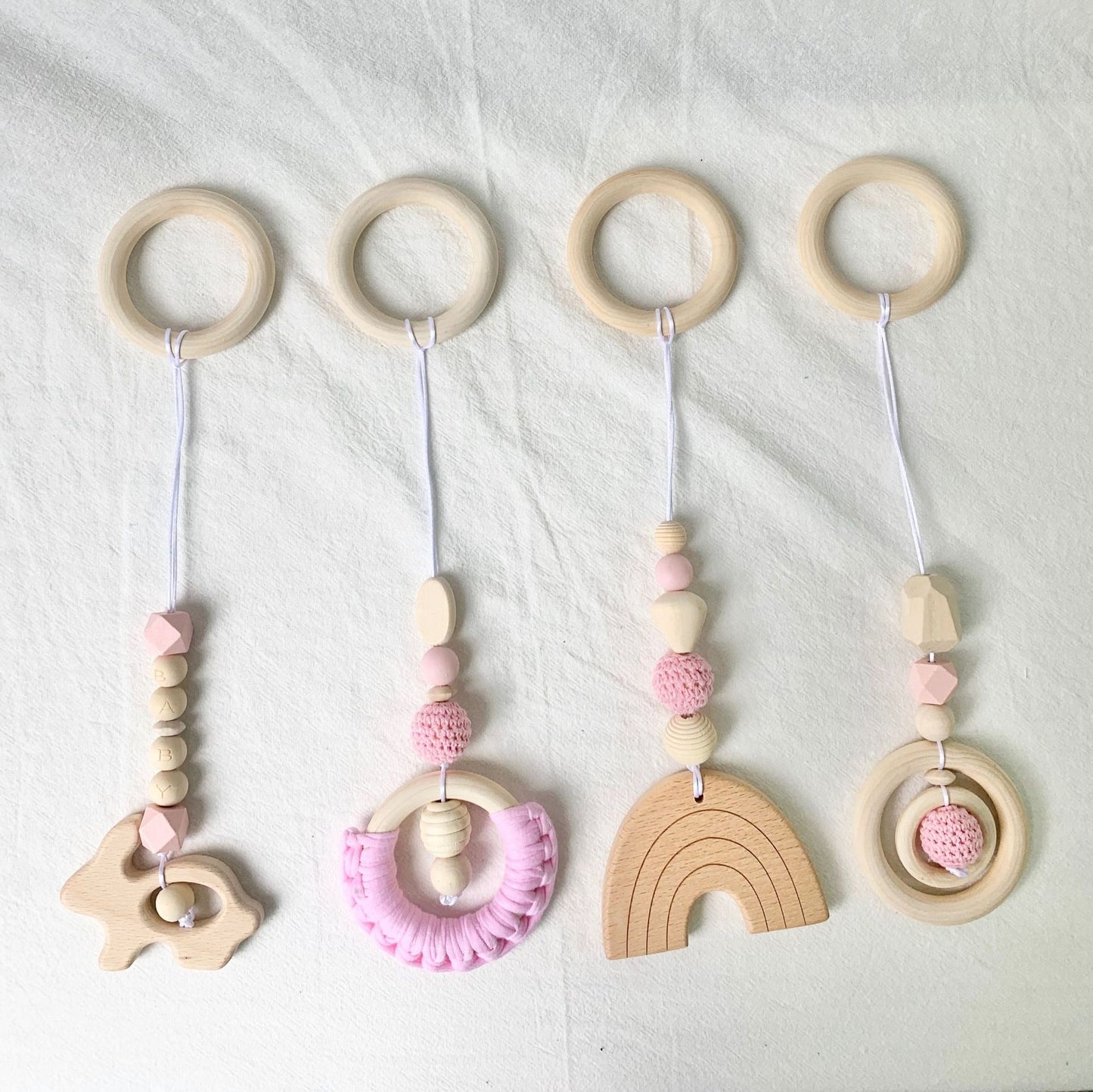 Wooden Thread Bead Teether Toy Baby Sensory Toys 4 Pack 7