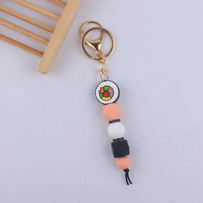Cartoon Fruit Silicone Bead Keychain Food Charm Variety 12