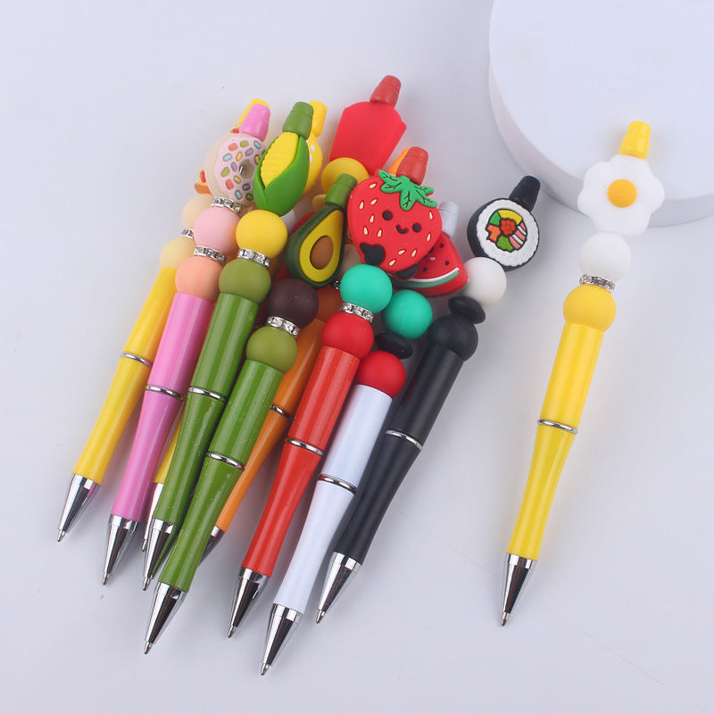 Fruit Silicone Beaded Pens Ballpoint Pens Handmade Office School Supplies