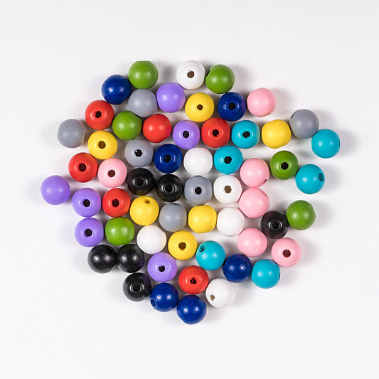 50pcs 16mm Colored Round Wooden Beads Jewelry Making DIY Craft