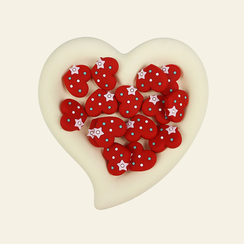 Silicone Focal Beads Pentagram Heart Shaped with Star Detail 8