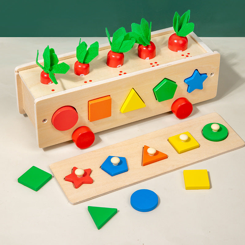 Wooden Shape Pairing Building Blocks Montessori Toys for Kids 3