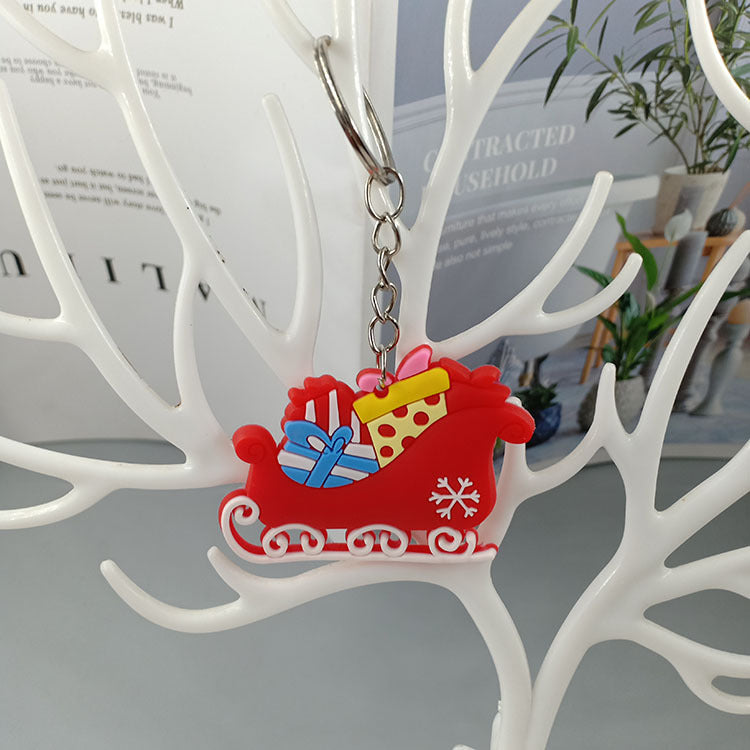 Cartoon Christmas Silicone Keychain Holiday Gift Charm Set 8