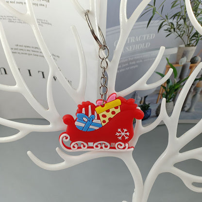 Cartoon Christmas Silicone Keychain Holiday Gift Charm Set 8