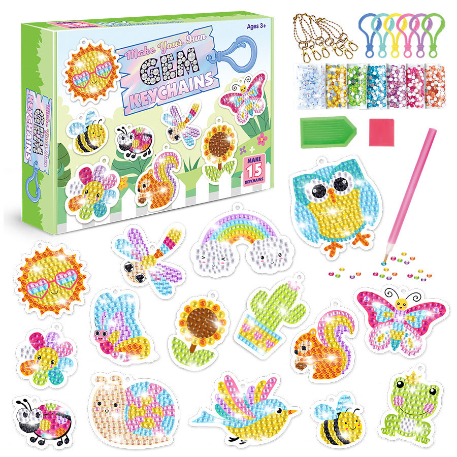 Diamond Painting Kit Make Your Own GEM Animal Keychains 15pcs