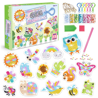 Diamond Painting Kit Make Your Own GEM Animal Keychains 15pcs