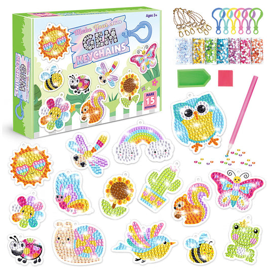 Diamond Painting Kit Make Your Own GEM Animal Keychains 15pcs