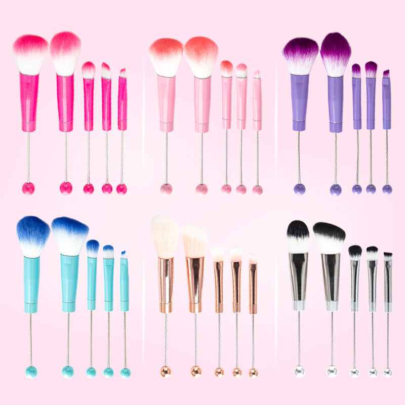 5pcs Beadable Makeup Brush Set Metal DIY Craft Supplies