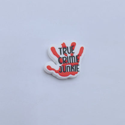 20Pcs Silicone Focal Beads Halloween Skeleton Hand Series Printed Text Design 9
