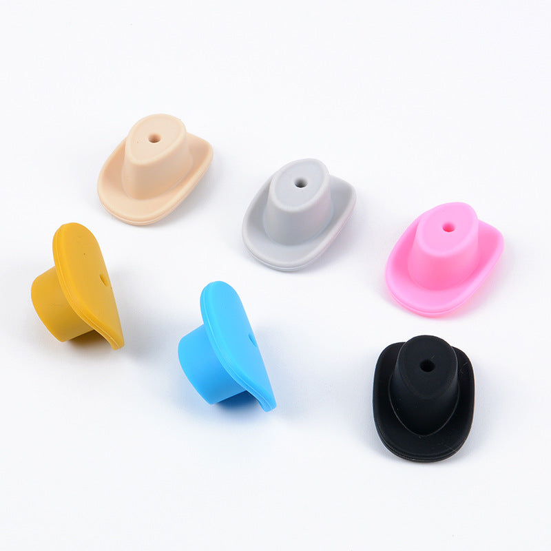 20pcs Silicone Focal Beads Cowboy Hat Shape Flat Design 3