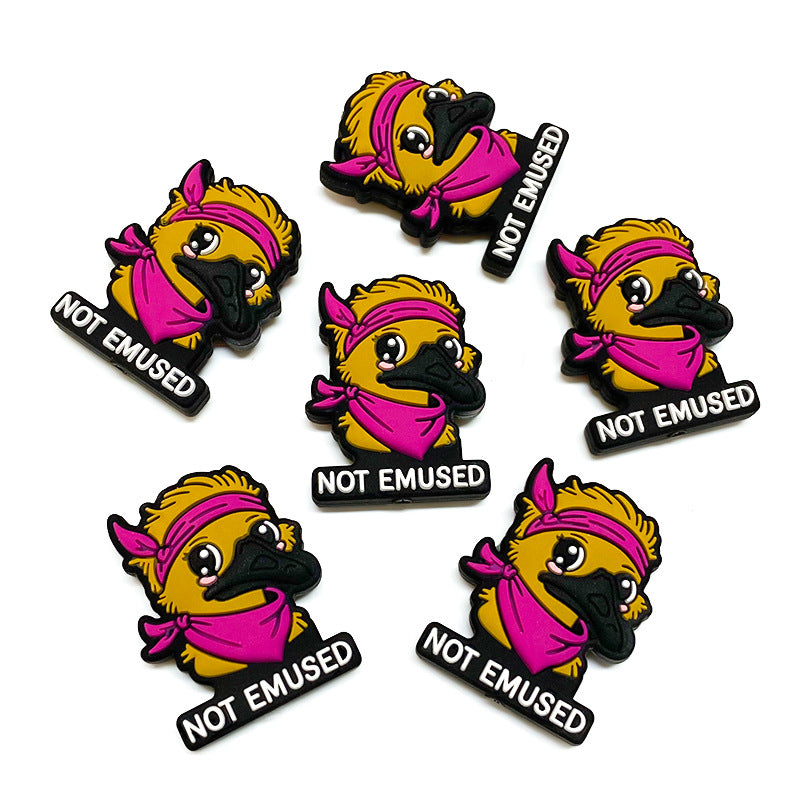 20Pcs Silicone Focal Beads Clown Duck Animal with Pink Bandana 3