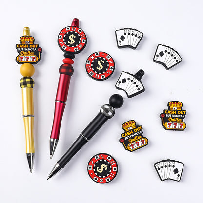 20Pcs Silicone Focal Beads Crown With Printed Text Design 2