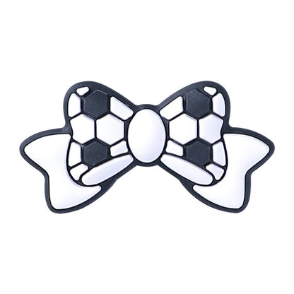 Silicone Focal Beads Sports Bow Shape with Detailed Stitching 8