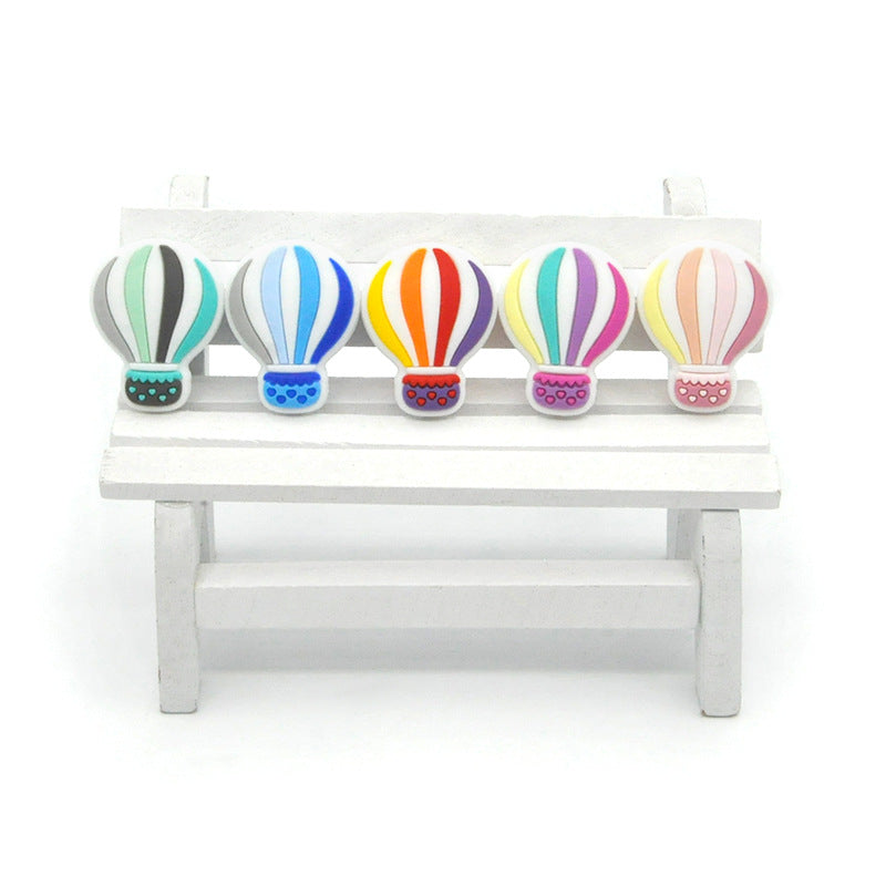20pcs Silicone Focal Beads Hot Air Balloon Striped Design 3