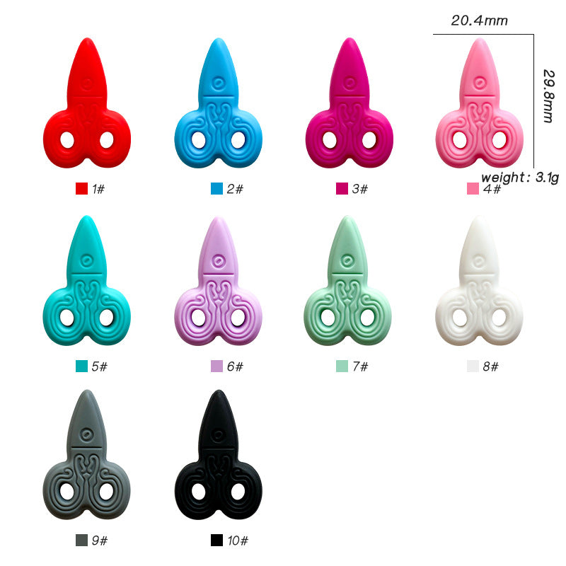 20Pcs Silicone Focal Beads Creative Scissors Front Facing Design 2