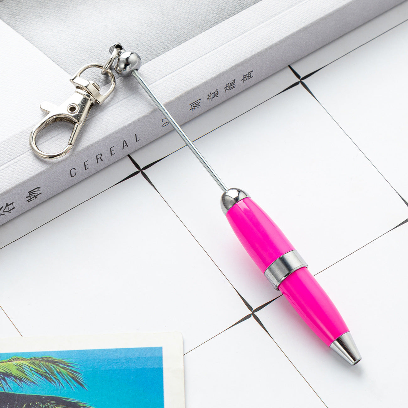 Portable Metal Beadable Pen Keychain Ballpoint Pens DIY Craft Supplies 19