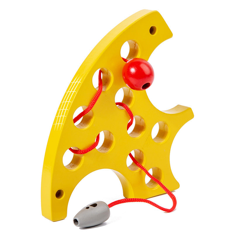Wooden Cheese String Montessori Toys Educational Toy 6