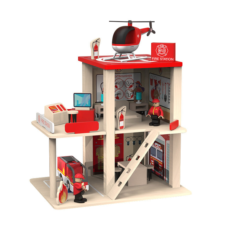Wooden Police Station Model Montessori Toys Educational Toy