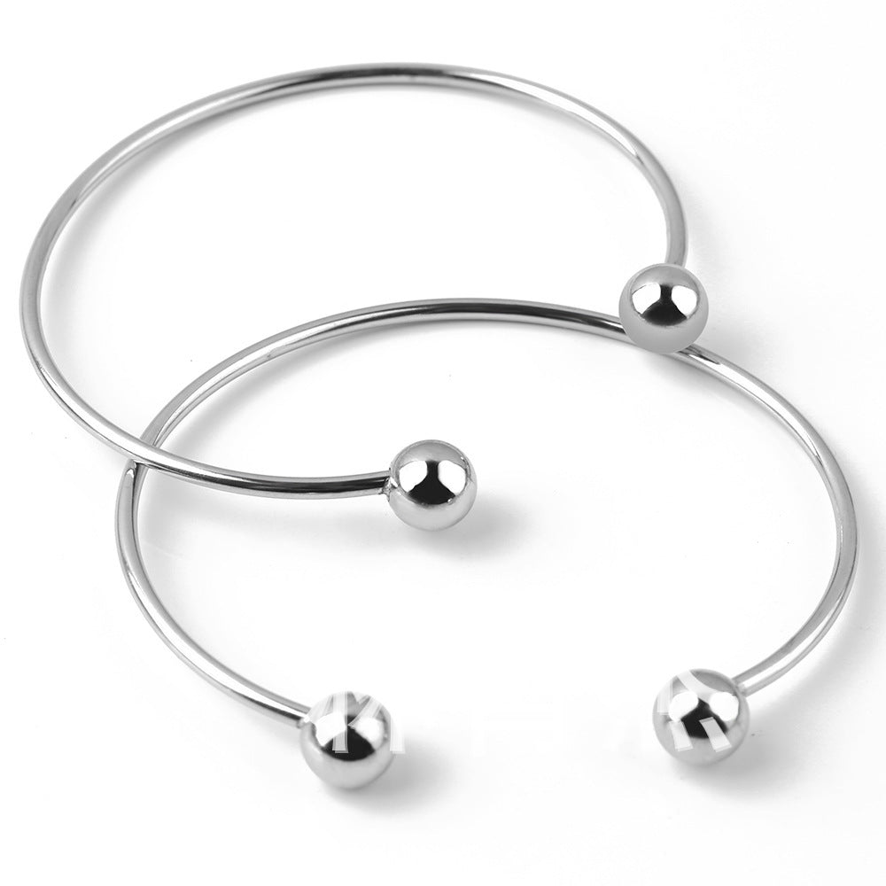 Beadable Bracelet Titanium Steel C-Shaped Open Bangle DIY Craft Supplies 3