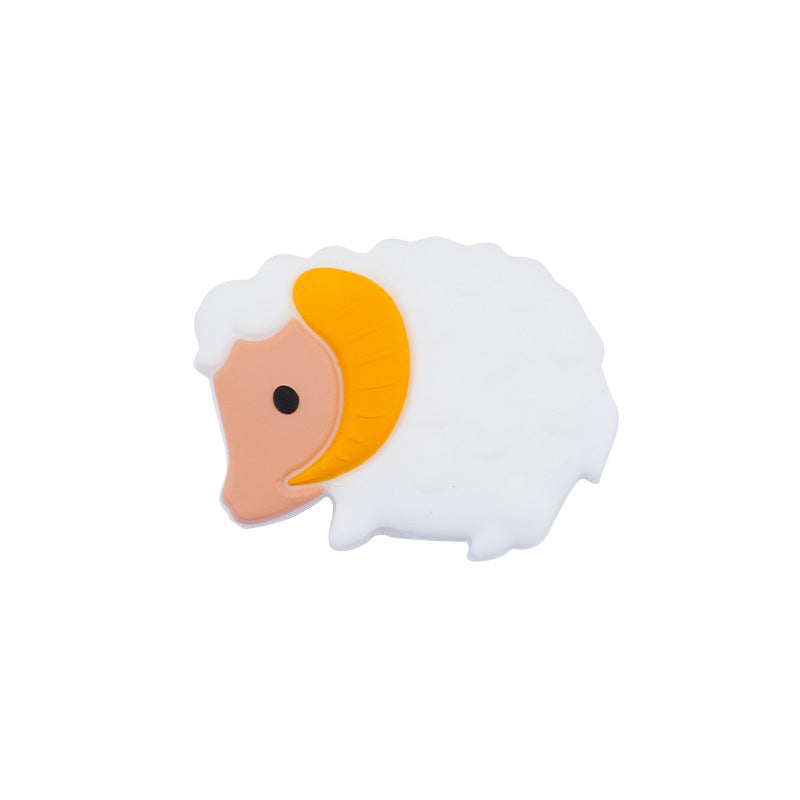 20pcs Silicone Focal Beads Sheep Side Profile with Curled Horns 6